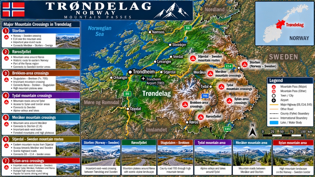 Trøndelag Passes Map
